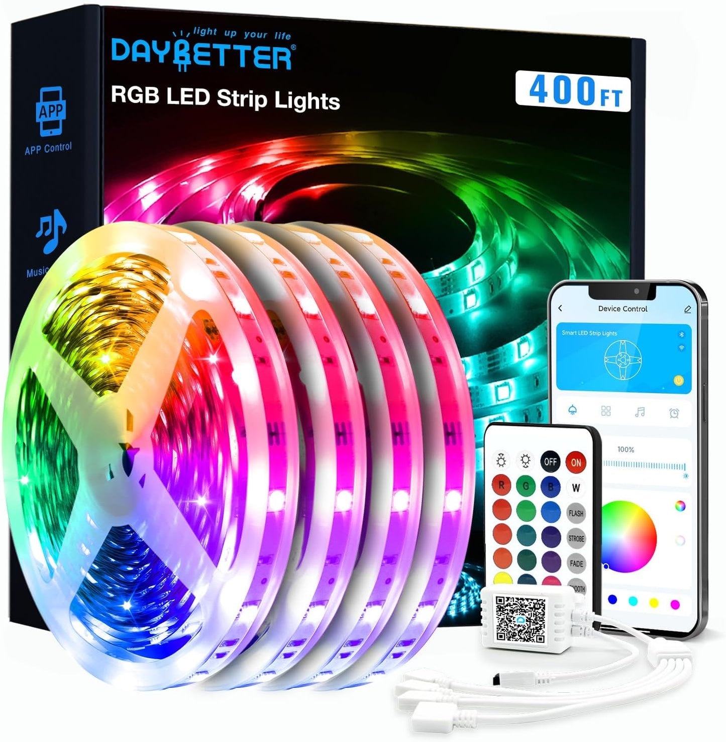 Led Strip Lights, RGB Color Changing Led Strips with 44 Keys Remote Control