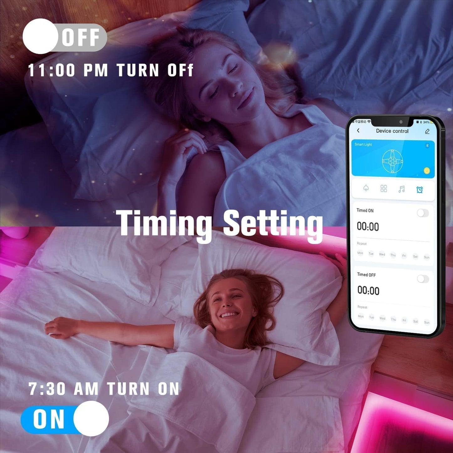 Led Strip Lights, RGB Color Changing Led Strips with 44 Keys Remote Control