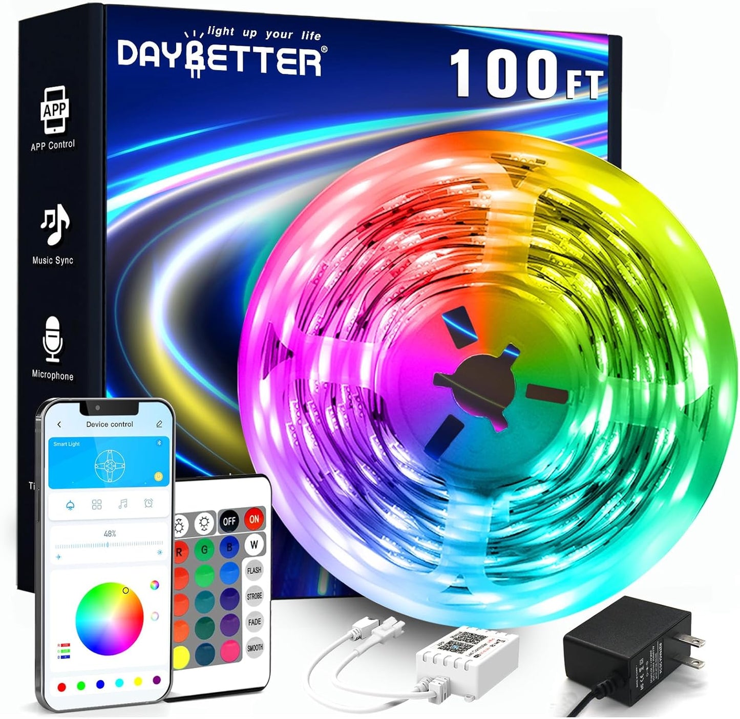 Led Strip Lights, RGB Color Changing Led Strips with 44 Keys Remote Control