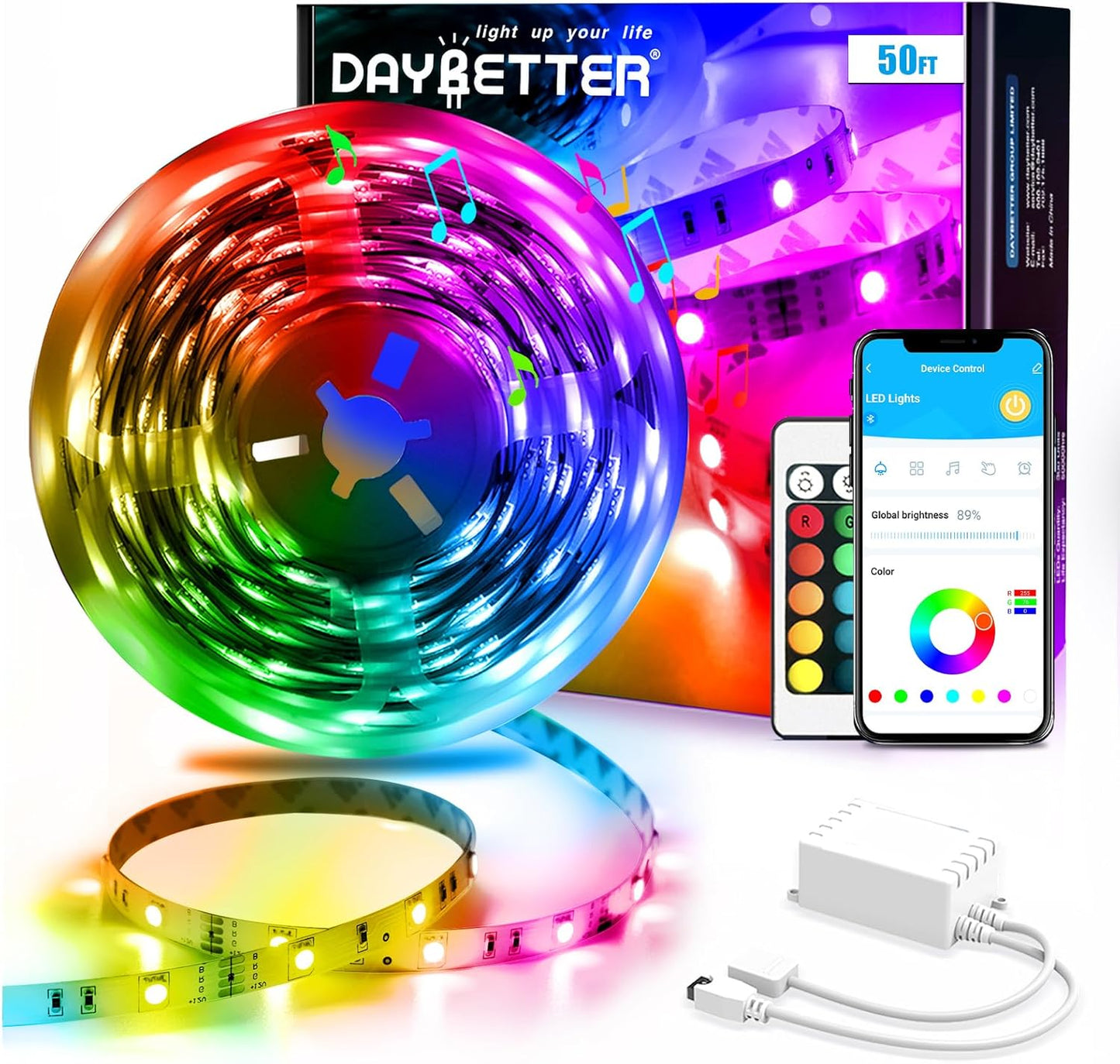 Led Strip Lights, RGB Color Changing Led Strips with 44 Keys Remote Control