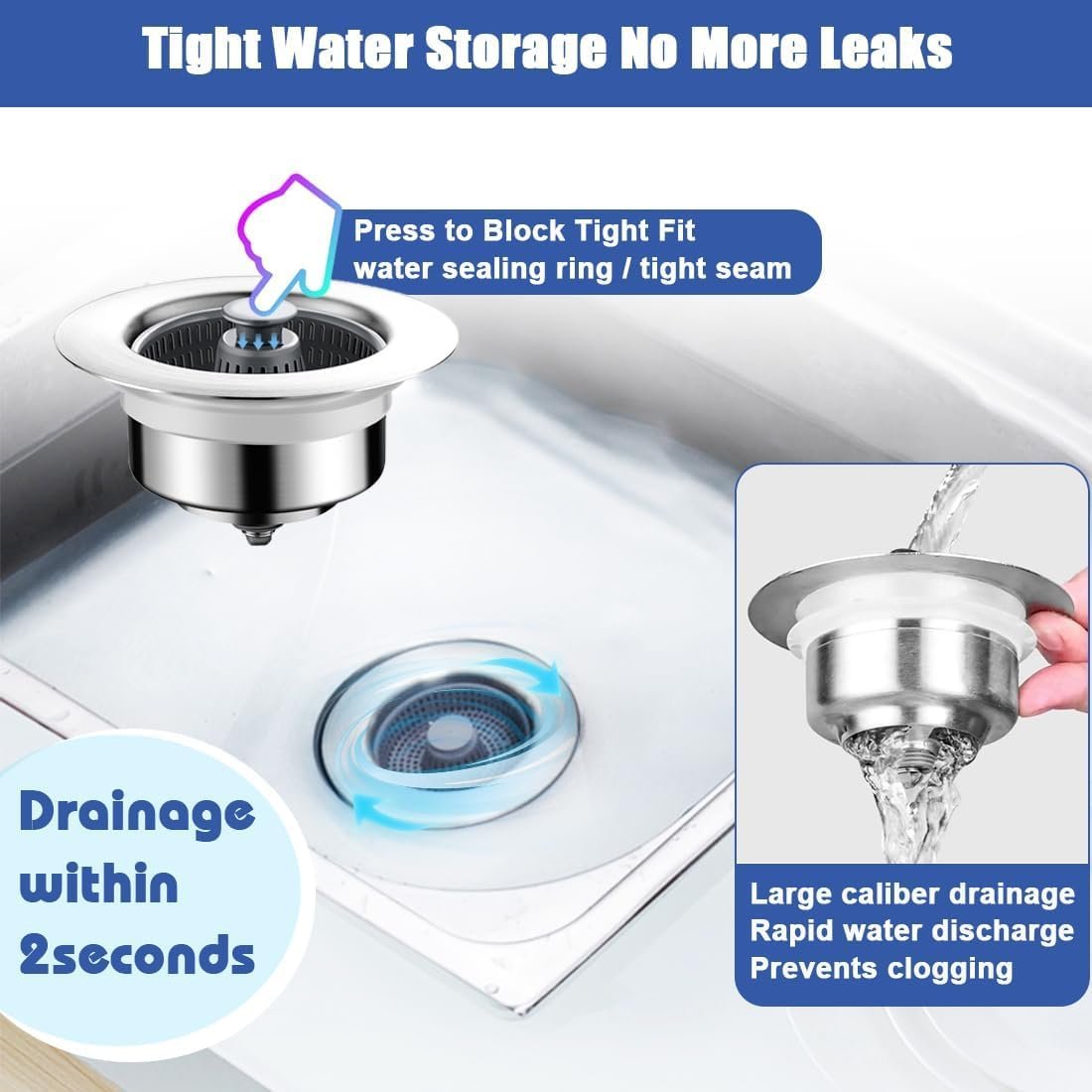 RICPIND® 3-in-1 Sink Drain Filter and Stopper Combo