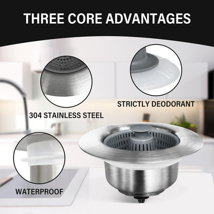 RICPIND® 3-in-1 Sink Drain Filter and Stopper Combo