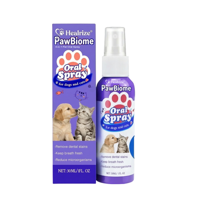 🔥𝙎𝙥𝙚𝙘𝙞𝙖𝙡 𝙋𝙧𝙤𝙢𝙤𝙩𝙞𝙤𝙣 | Healrize® PawBiome 3-in-1 Pet Oral Spray– Probiotic & Herbal Dental Care, Plaque Control & Fresh Breath for Dogs & Cats