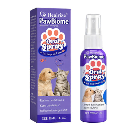 🔥𝙎𝙥𝙚𝙘𝙞𝙖𝙡 𝙋𝙧𝙤𝙢𝙤𝙩𝙞𝙤𝙣 | Healrize® PawBiome 3-in-1 Pet Oral Spray– Probiotic & Herbal Dental Care, Plaque Control & Fresh Breath for Dogs & Cats