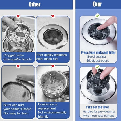 RICPIND® 3-in-1 Sink Drain Filter and Stopper Combo
