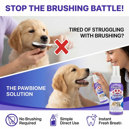 🔥𝙎𝙥𝙚𝙘𝙞𝙖𝙡 𝙋𝙧𝙤𝙢𝙤𝙩𝙞𝙤𝙣 | Healrize® PawBiome 3-in-1 Pet Oral Spray– Probiotic & Herbal Dental Care, Plaque Control & Fresh Breath for Dogs & Cats