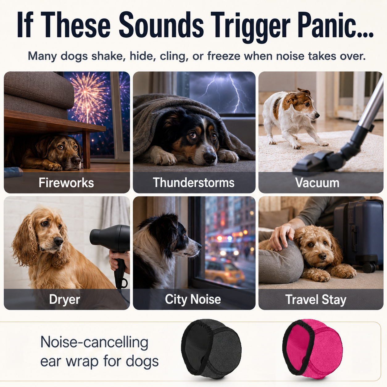MomoNook Waterproof Calming Dog Hoodie - Noise Cancelling Ear Protection for Pets