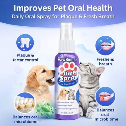 🔥𝙎𝙥𝙚𝙘𝙞𝙖𝙡 𝙋𝙧𝙤𝙢𝙤𝙩𝙞𝙤𝙣 | Healrize® PawBiome 3-in-1 Pet Oral Spray– Probiotic & Herbal Dental Care, Plaque Control & Fresh Breath for Dogs & Cats