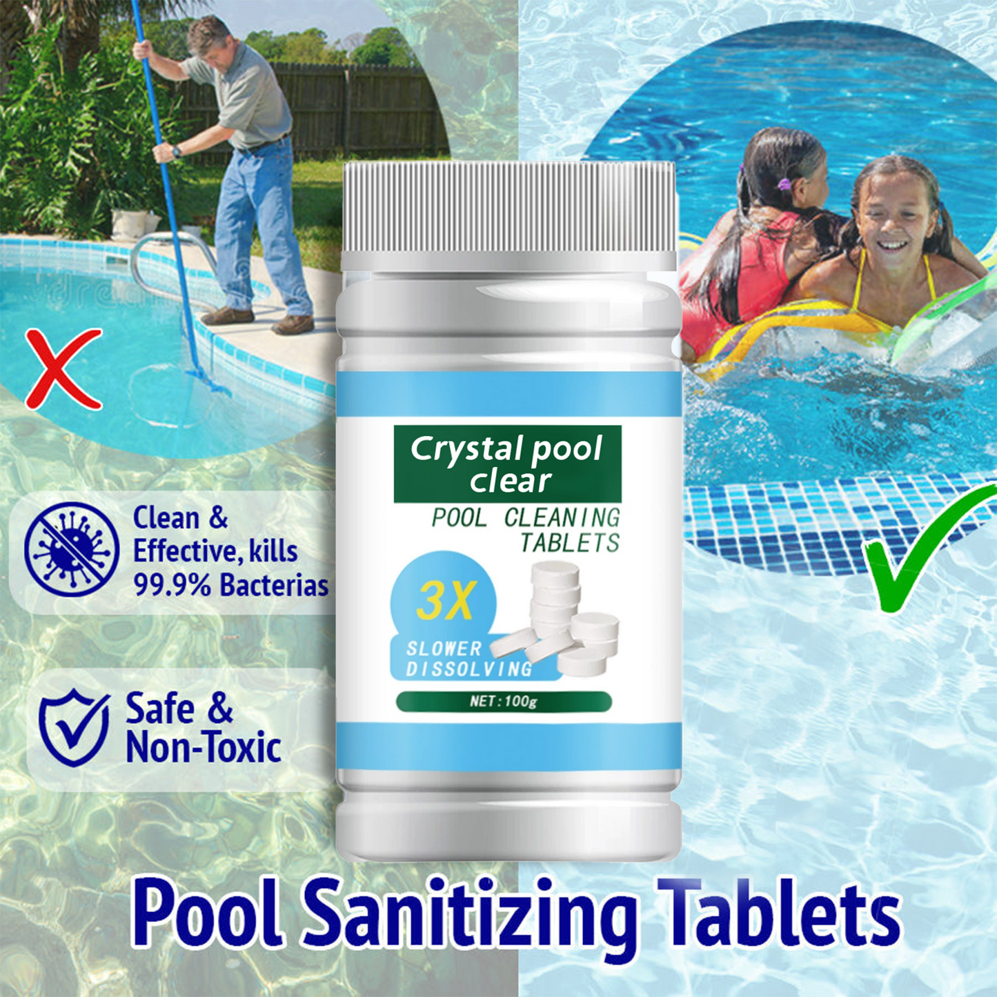 2025 Enhanced Formula Revitalized Pool Sanitizing Tablets