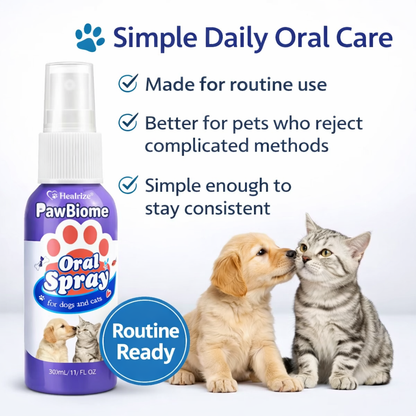 🔥𝙎𝙥𝙚𝙘𝙞𝙖𝙡 𝙋𝙧𝙤𝙢𝙤𝙩𝙞𝙤𝙣 | Healrize® PawBiome 3-in-1 Pet Oral Spray– Probiotic & Herbal Dental Care, Plaque Control & Fresh Breath for Dogs & Cats