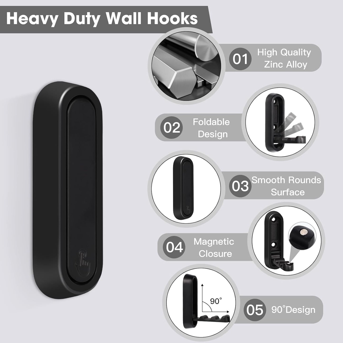 2025 Upgraded Nurbini® Foldable Wall Metal Hook