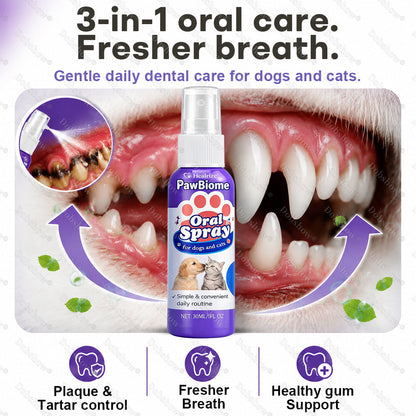 🔥𝙎𝙥𝙚𝙘𝙞𝙖𝙡 𝙋𝙧𝙤𝙢𝙤𝙩𝙞𝙤𝙣 | Healrize® PawBiome 3-in-1 Pet Oral Spray– Probiotic & Herbal Dental Care, Plaque Control & Fresh Breath for Dogs & Cats