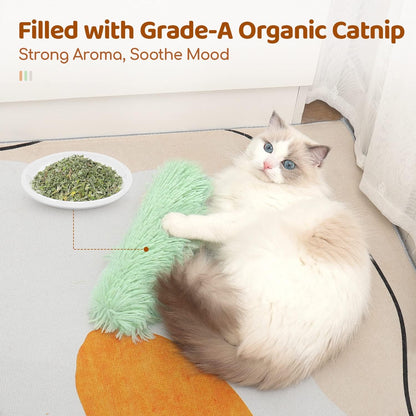 MomoNook Cat Toys Pillows, Soft and Durable Crinkle Sound with Catnip Inside, Interactive Indoor Kitten Kicker, Promotes Kitty Exercise