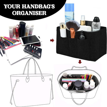 Dobshow® Elegant Black Felt Handbag Organizer | Durable & Stylish Bag Insert