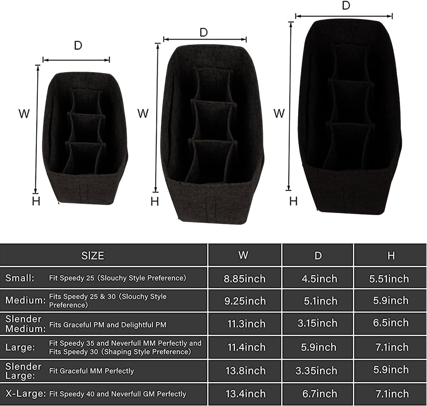 Dobshow® Elegant Black Felt Handbag Organizer | Durable & Stylish Bag Insert