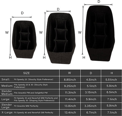Dobshow® Elegant Black Felt Handbag Organizer | Durable & Stylish Bag Insert