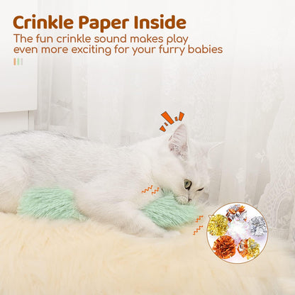 MomoNook Cat Toys Pillows, Soft and Durable Crinkle Sound with Catnip Inside, Interactive Indoor Kitten Kicker, Promotes Kitty Exercise