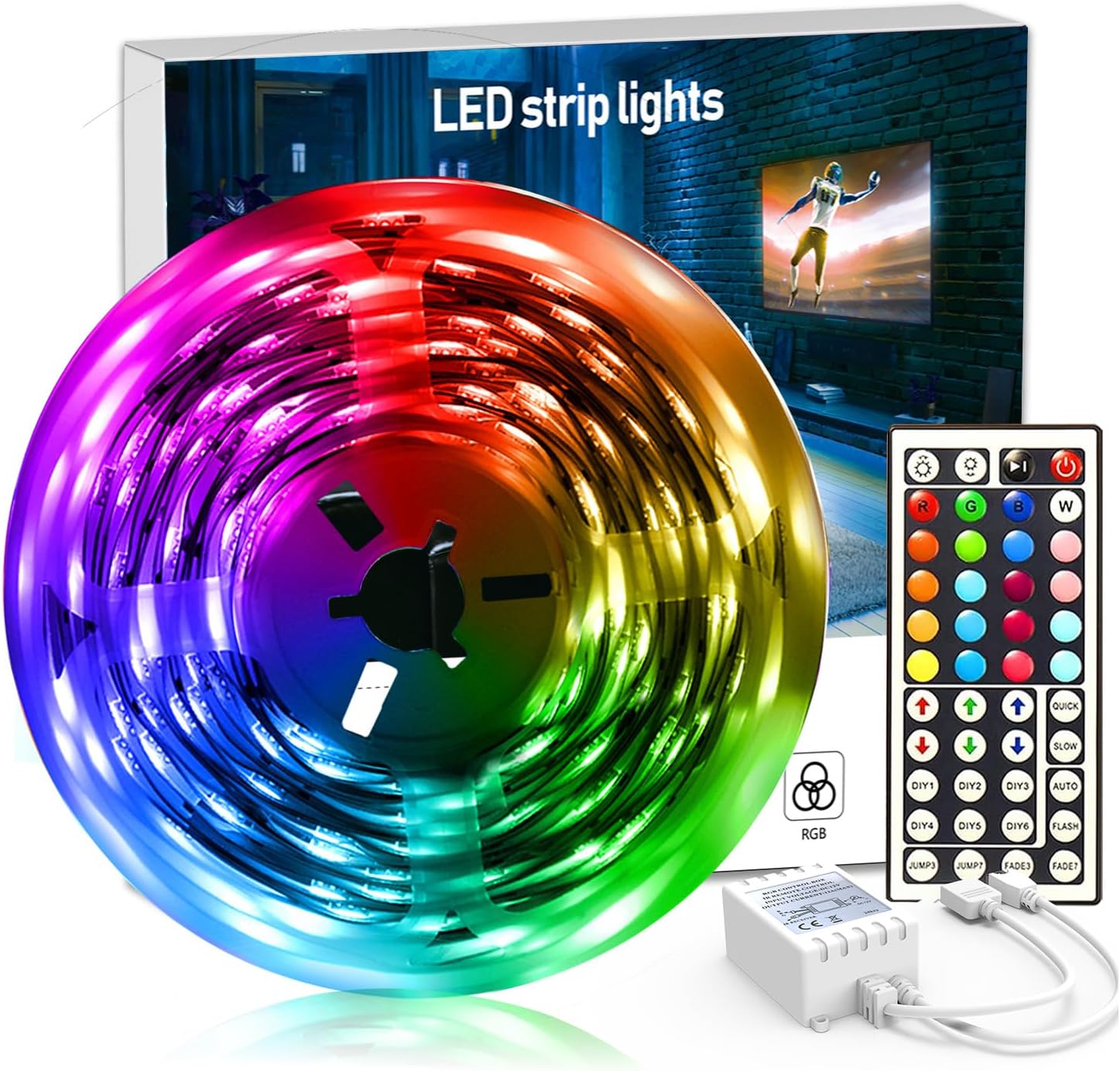 7 Color Changing Led Strip Led Strip Lights, RGB Color Changing Led Strips with 44 Keys Remote Co ...