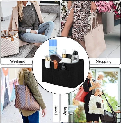 Dobshow® Elegant Black Felt Handbag Organizer | Durable & Stylish Bag Insert