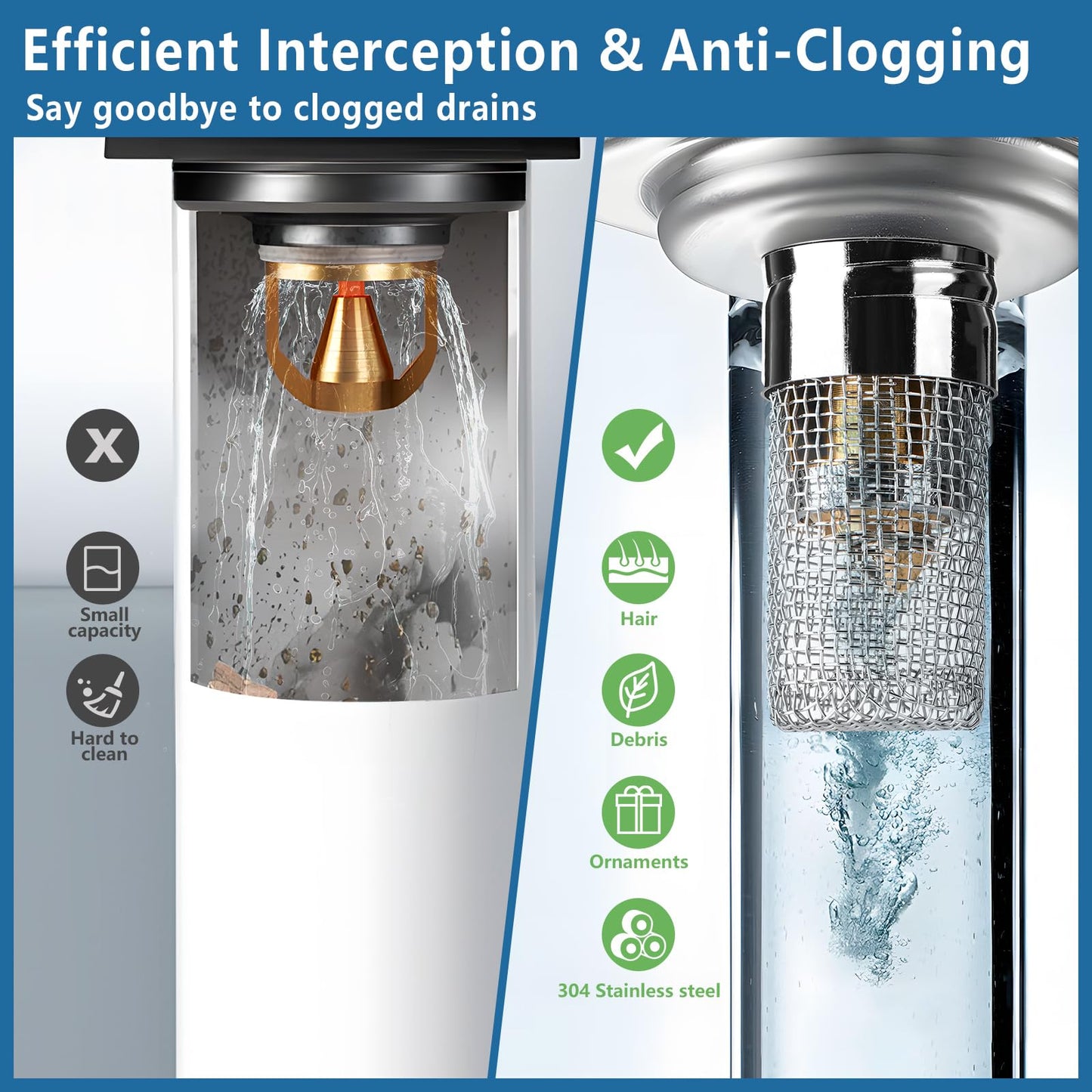 Sink Drain Strainer with Removable Stainless Steel Basket PRO