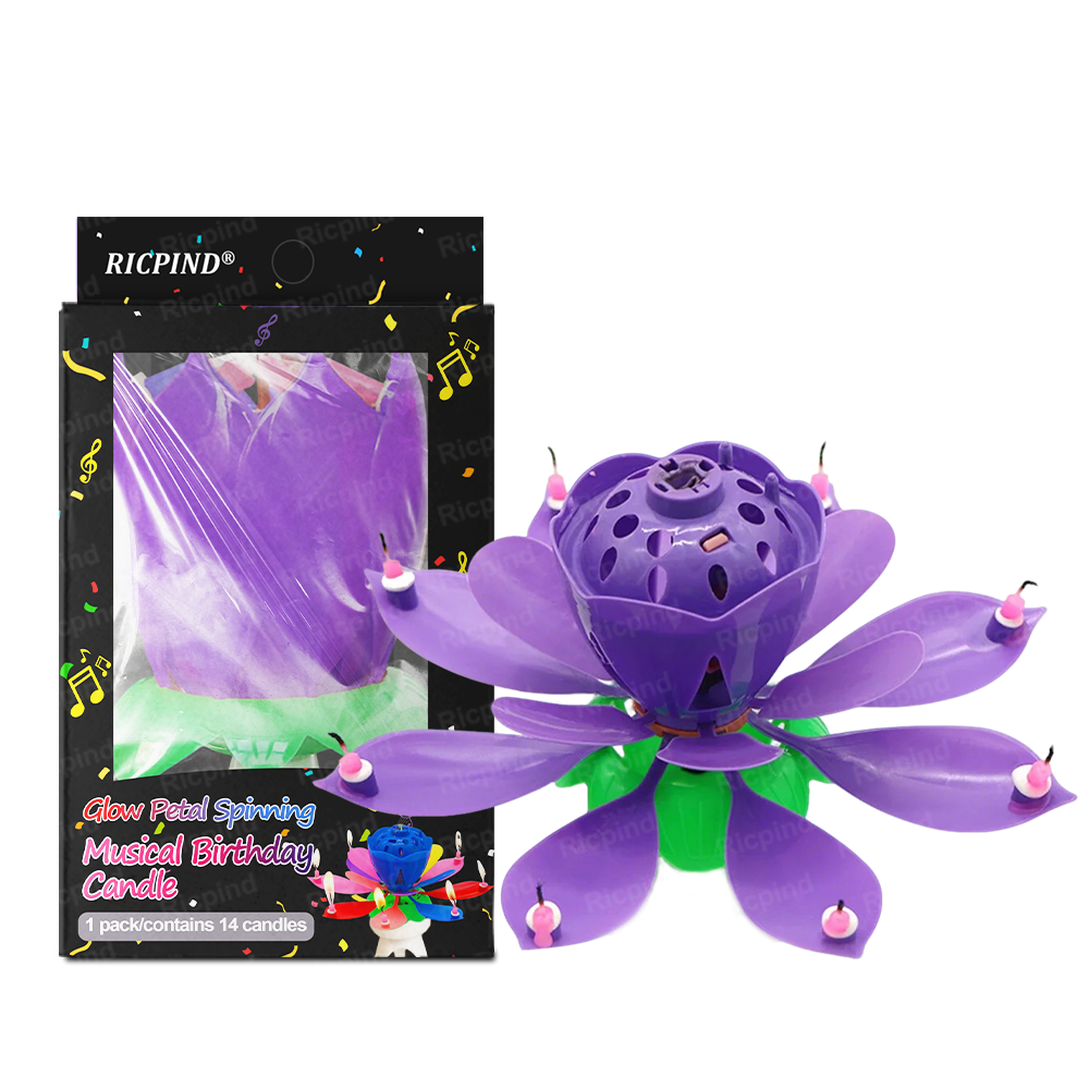2025🎂 RICPIND® Glow Petal Spinning Musical Birthday Candle
