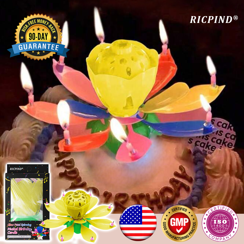 2025🎂 RICPIND® Glow Petal Spinning Musical Birthday Candle