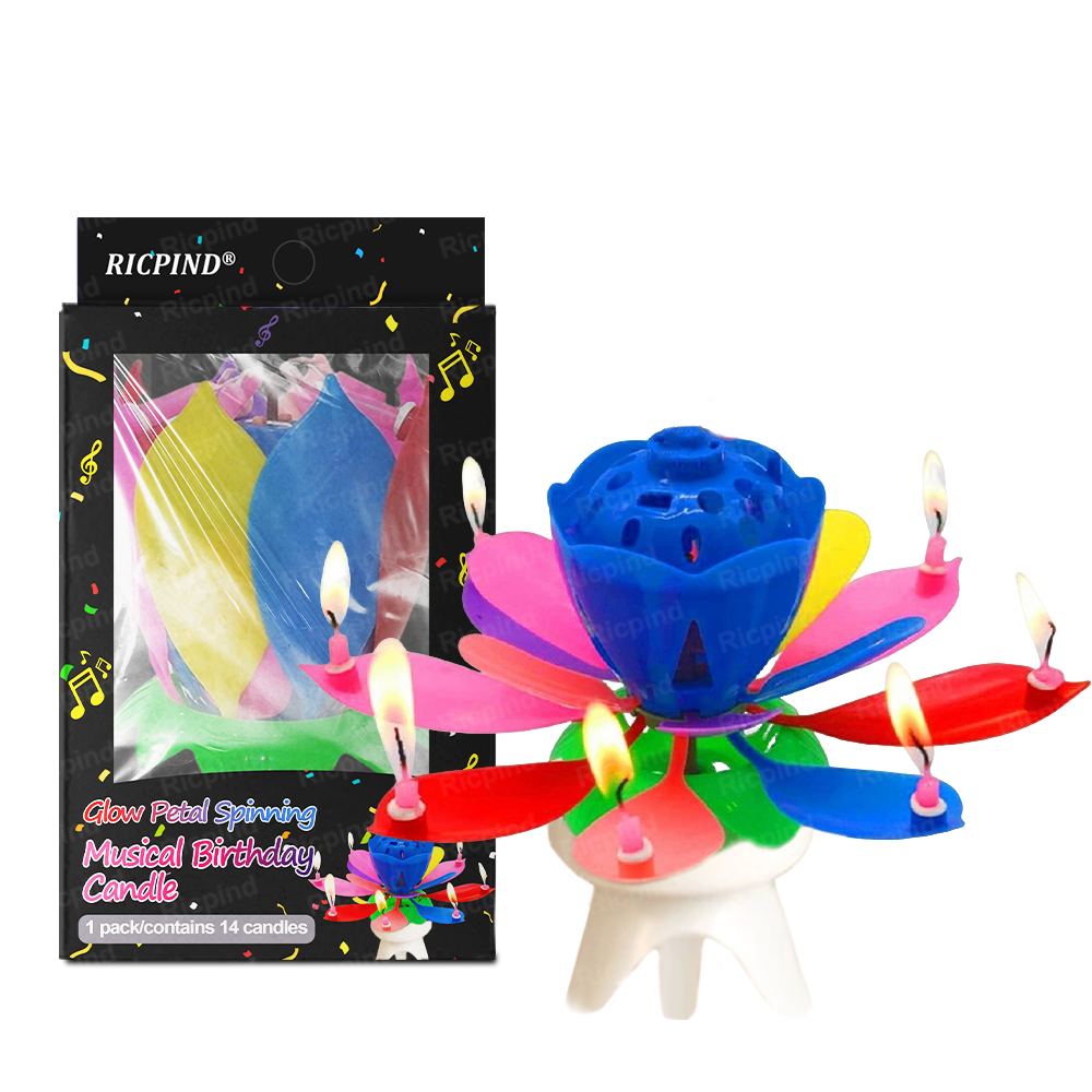 2025🎂 RICPIND® Glow Petal Spinning Musical Birthday Candle