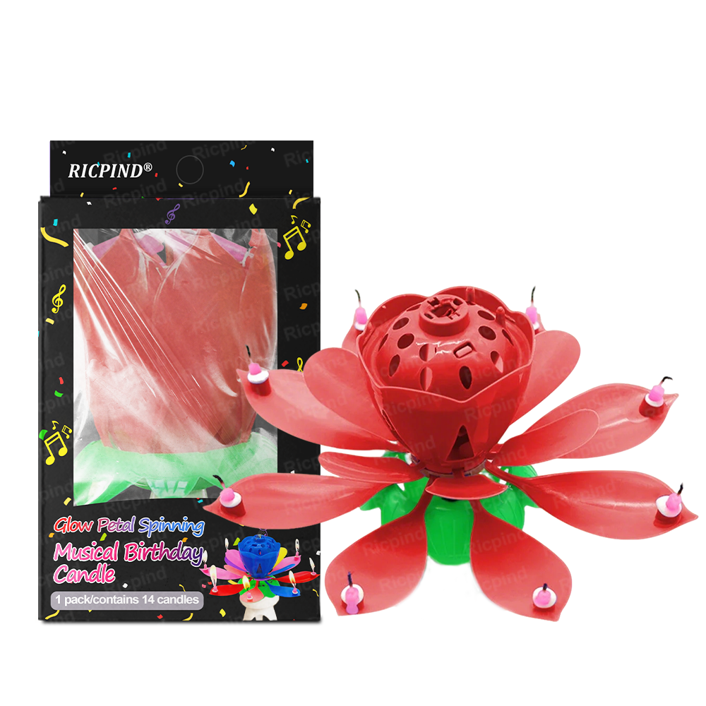 2025🎂 RICPIND® Glow Petal Spinning Musical Birthday Candle